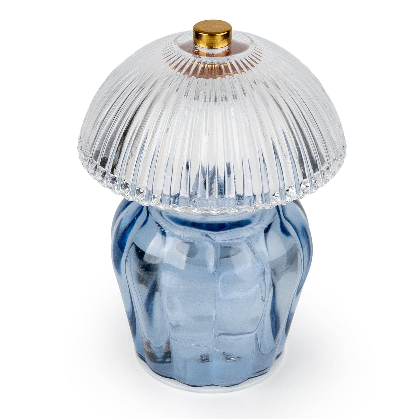 Vintage Ridged Glass LED Table Lamp - Blue