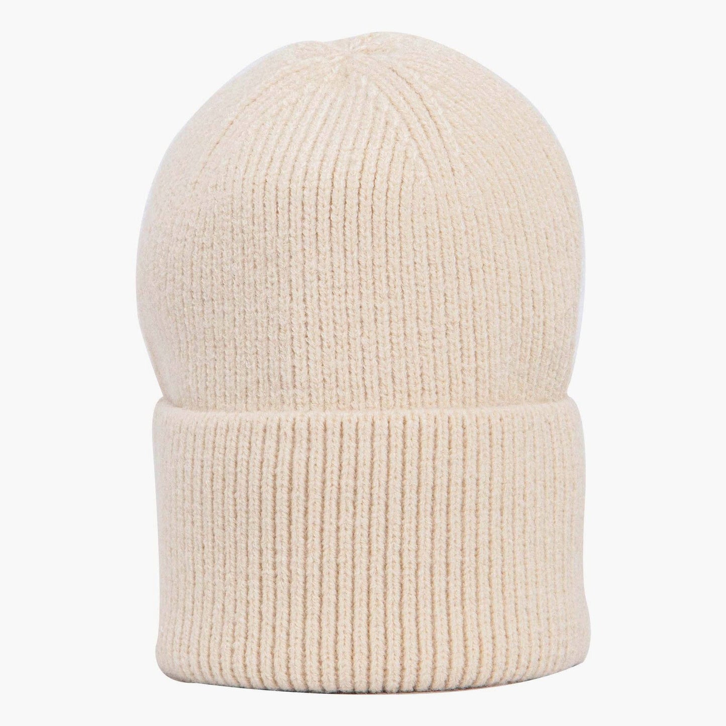 Cream Ribbed Beanie Hat