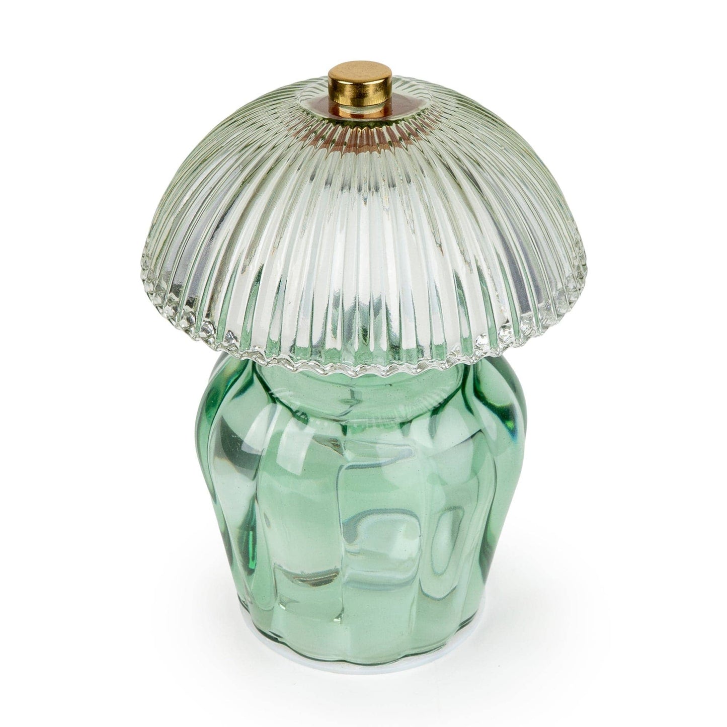Vintage Ridged Glass LED Table Lamp - Green