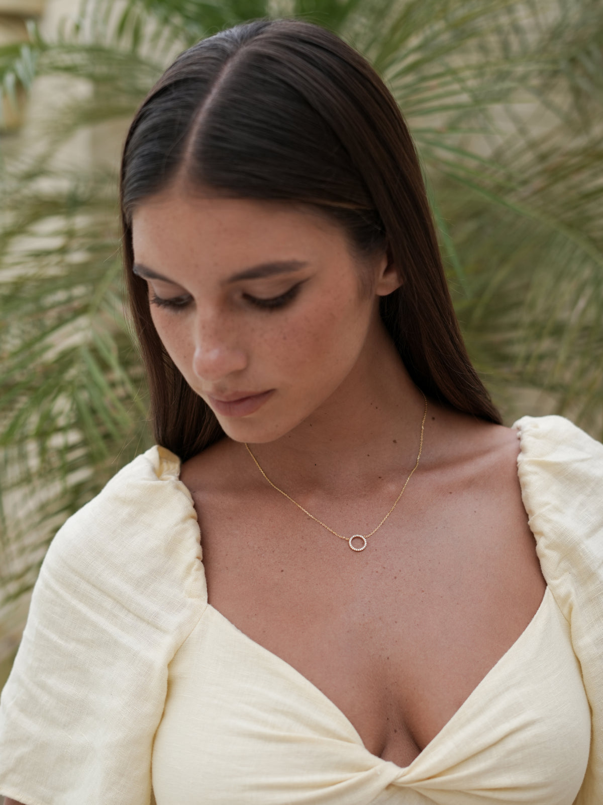 Estella Bartlett Gold Pave CZ Circle Necklace