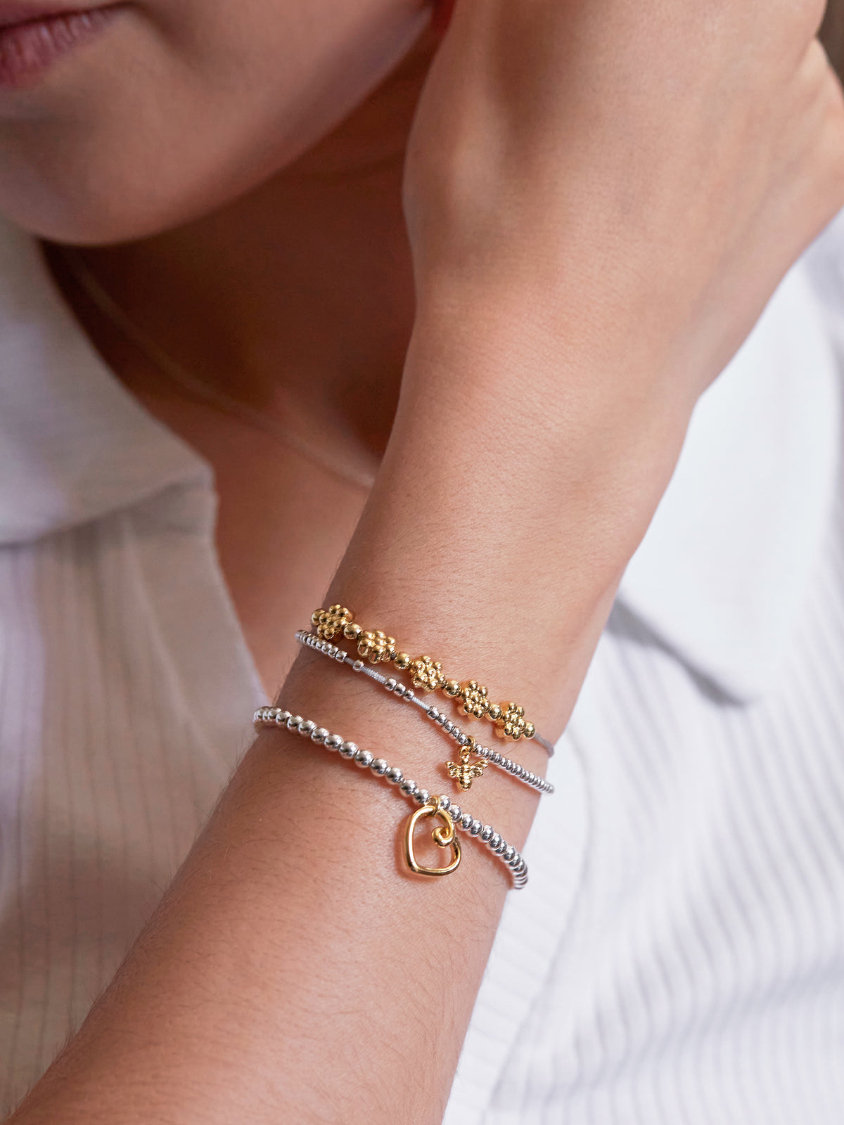 Estella Bartlett Double Heart Beaded Bracelet