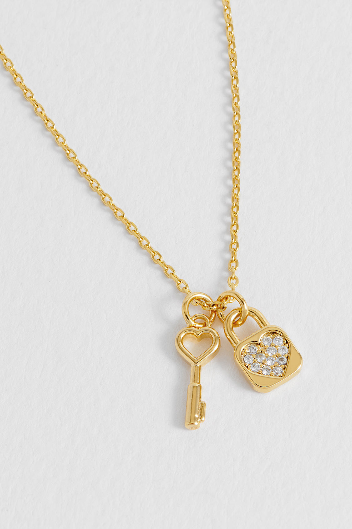 Estella Bartlett Padlock and Heart Key Charm Necklace