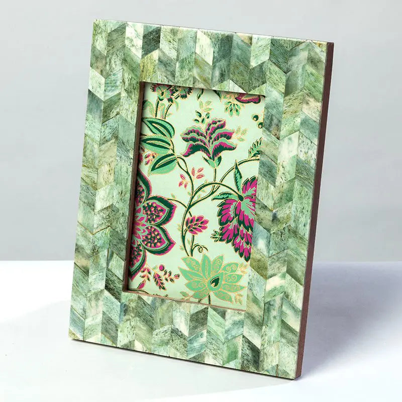 Green herringbone photo frame