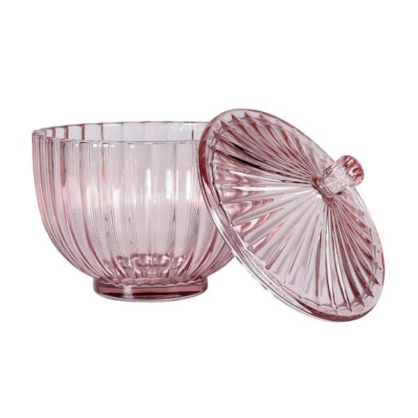 Pink Pleated Jar with Lid