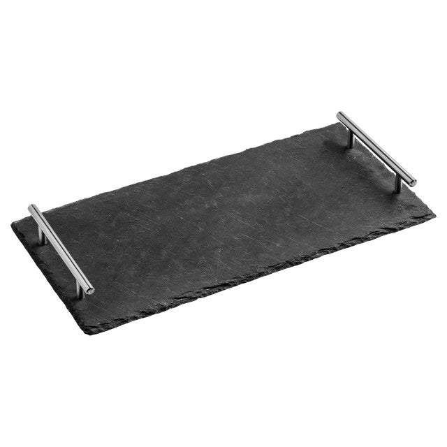 Slate Tray with Silver Handles