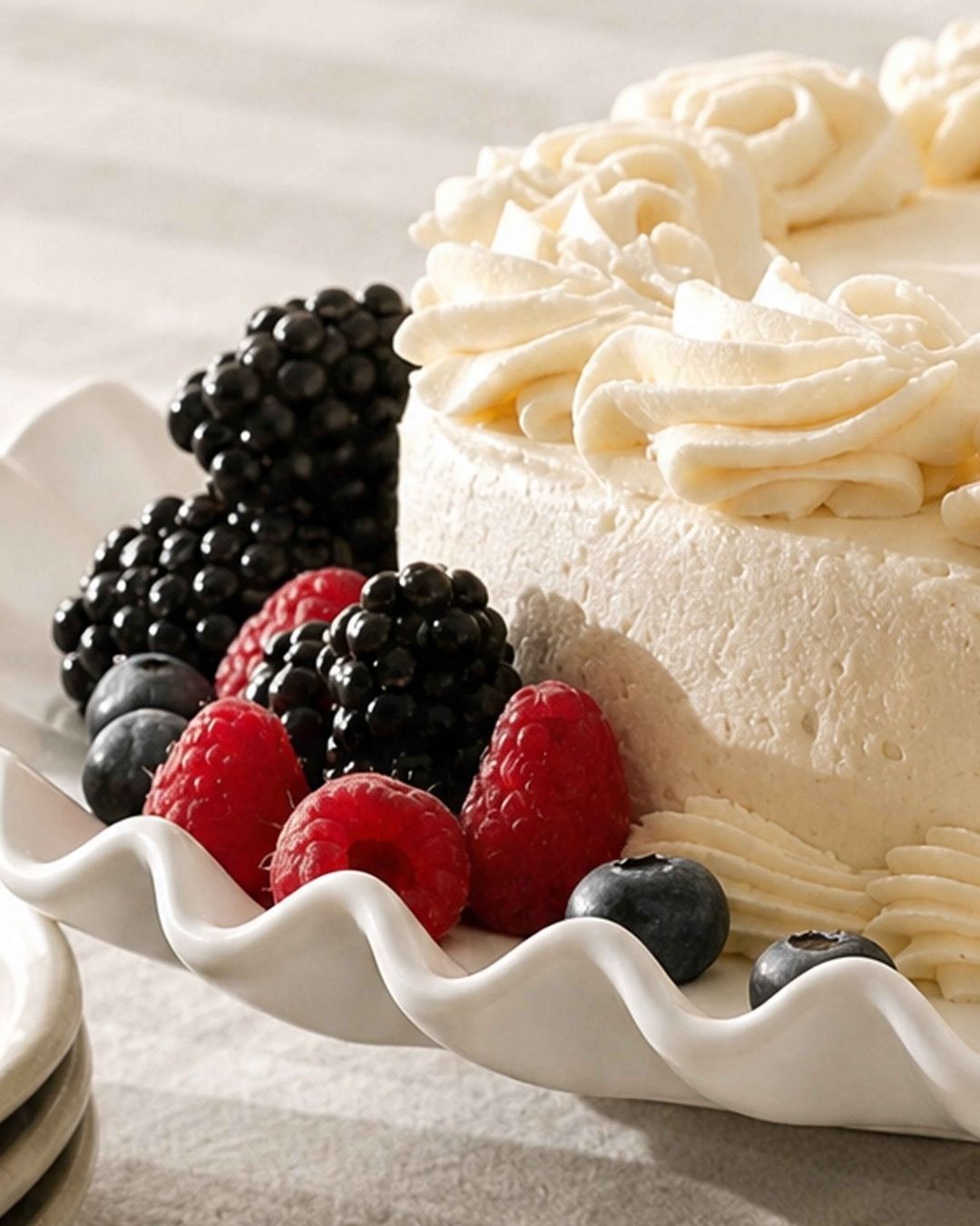 White Ruffled Cake Plate