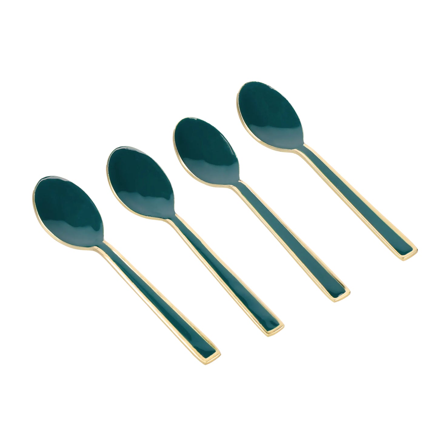 Set of 4 Green Enamel Teaspoons