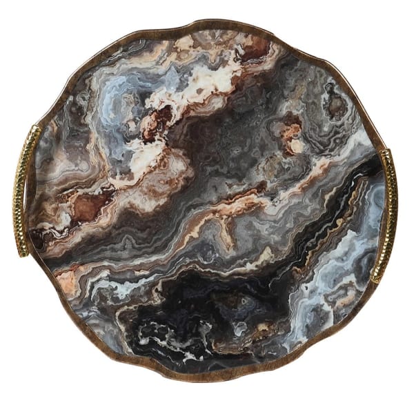 Marble Effect Round Tray