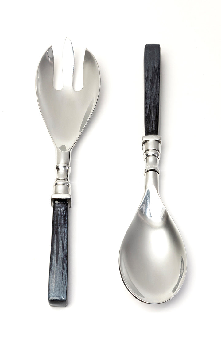 Coloured Enamel Salad Servers, Grey
