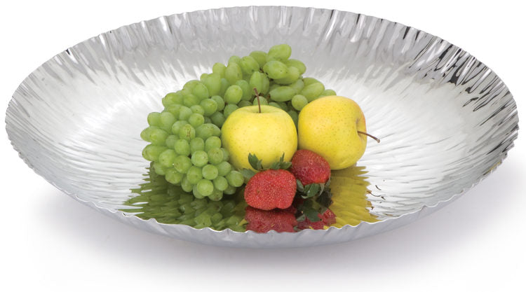 Silver Crinkled Round Platter, L