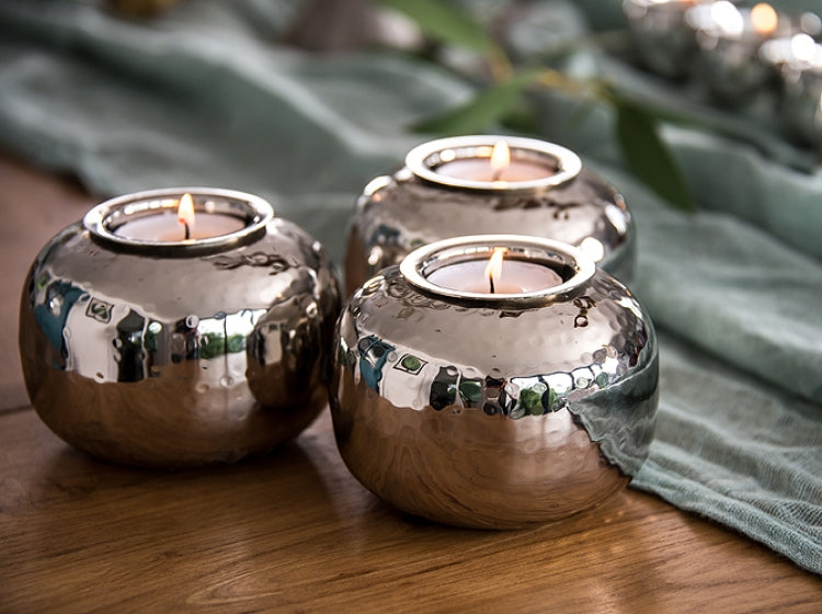 Silver Ball Tea Light Holder