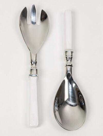 White Enamel Salad Servers