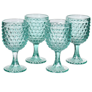 Green Bubble Water Glasses, Set of 4