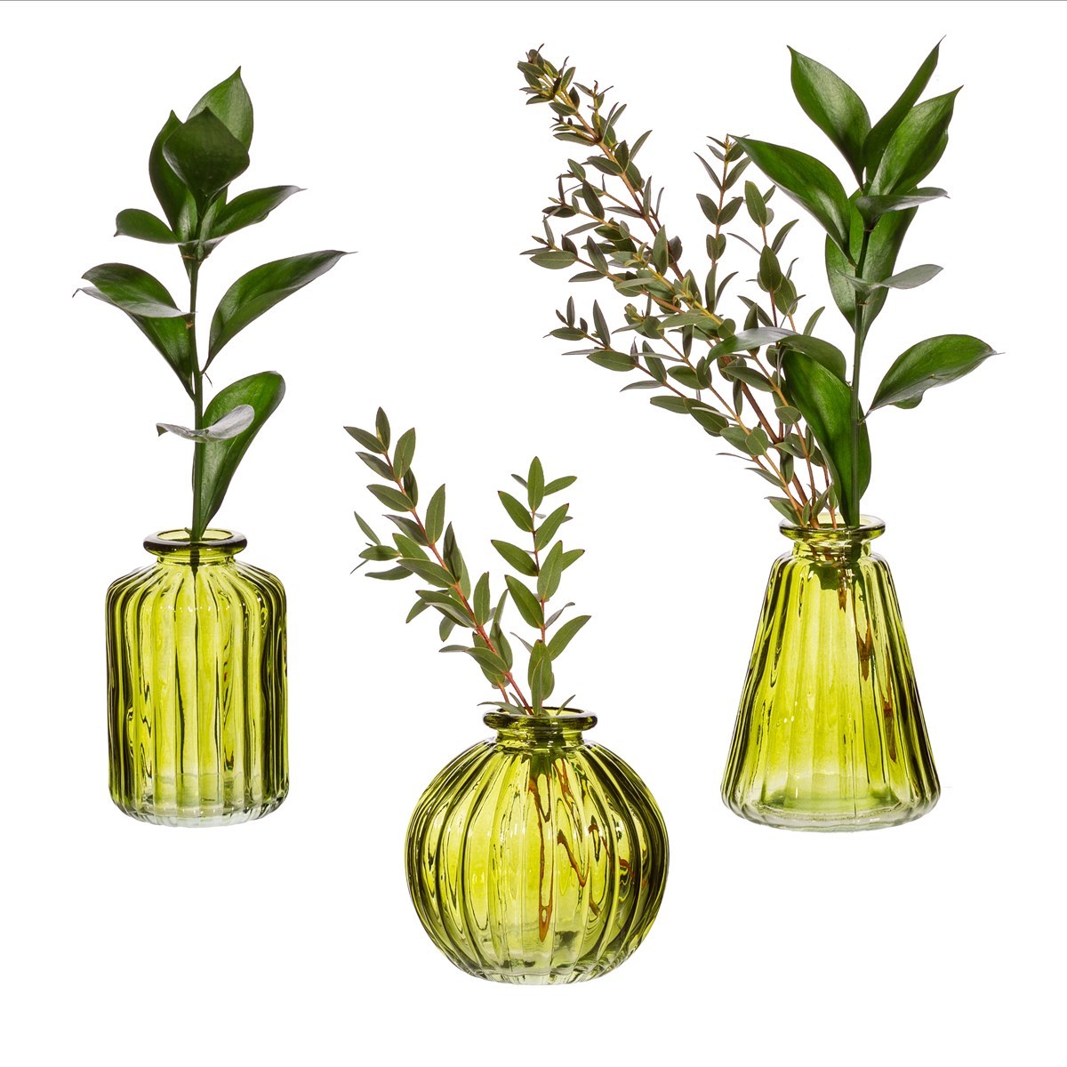 Glass Bud Vases, Set of 3