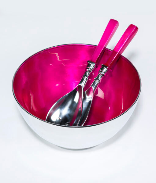 Pink Enamel Salad Bowl