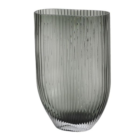 Grey Ribbed Vase