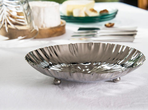 Silver Crinkled Round Platter, XS