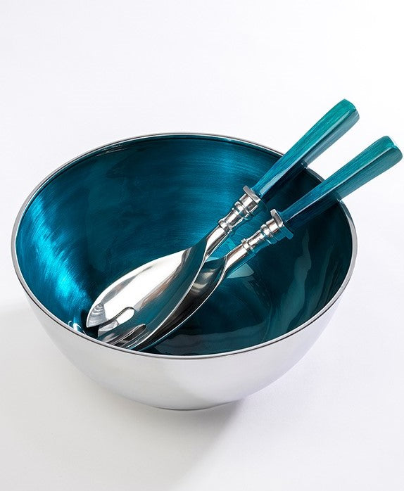 Turquoise Enamel Salad Bowl