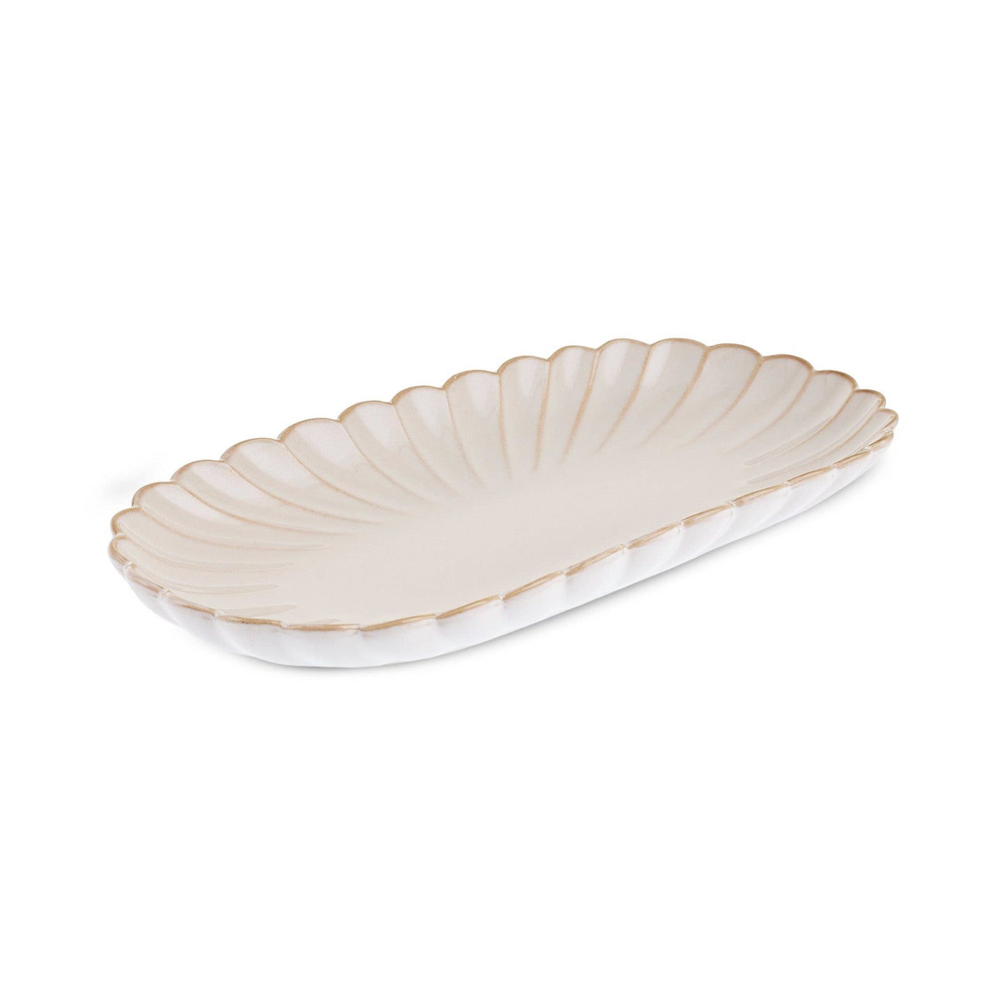 Scalloped White Serving Platter, Small