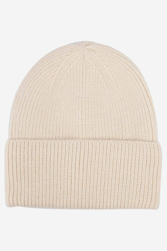 Cream Ribbed Beanie Hat