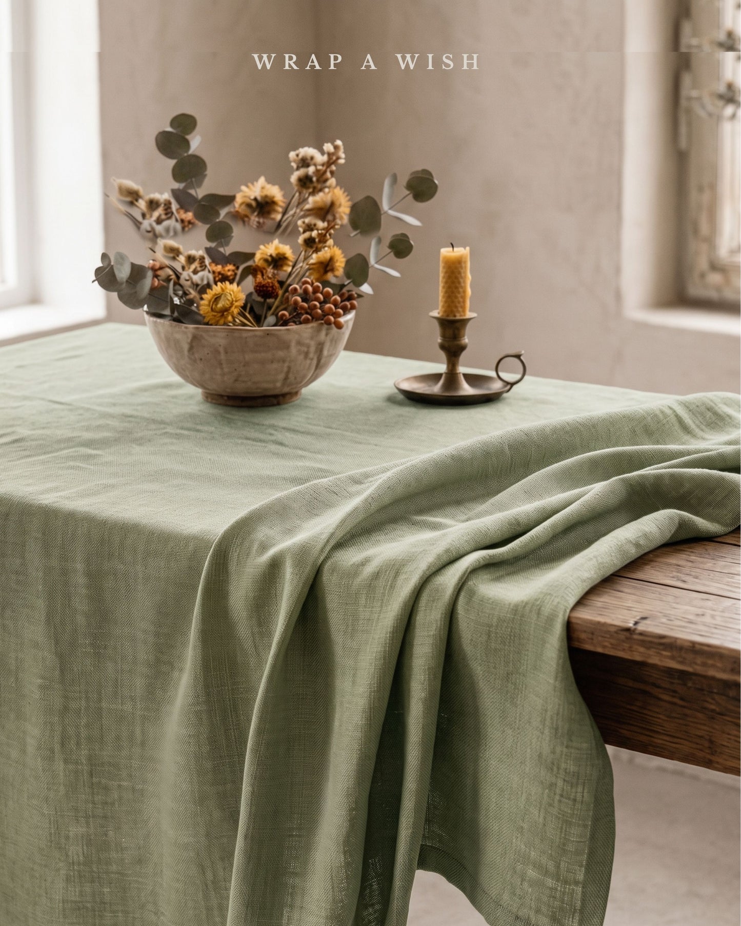 Green Linen Tablecloth