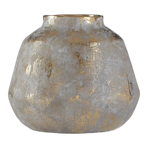 Distressed Grey and Gold Vase