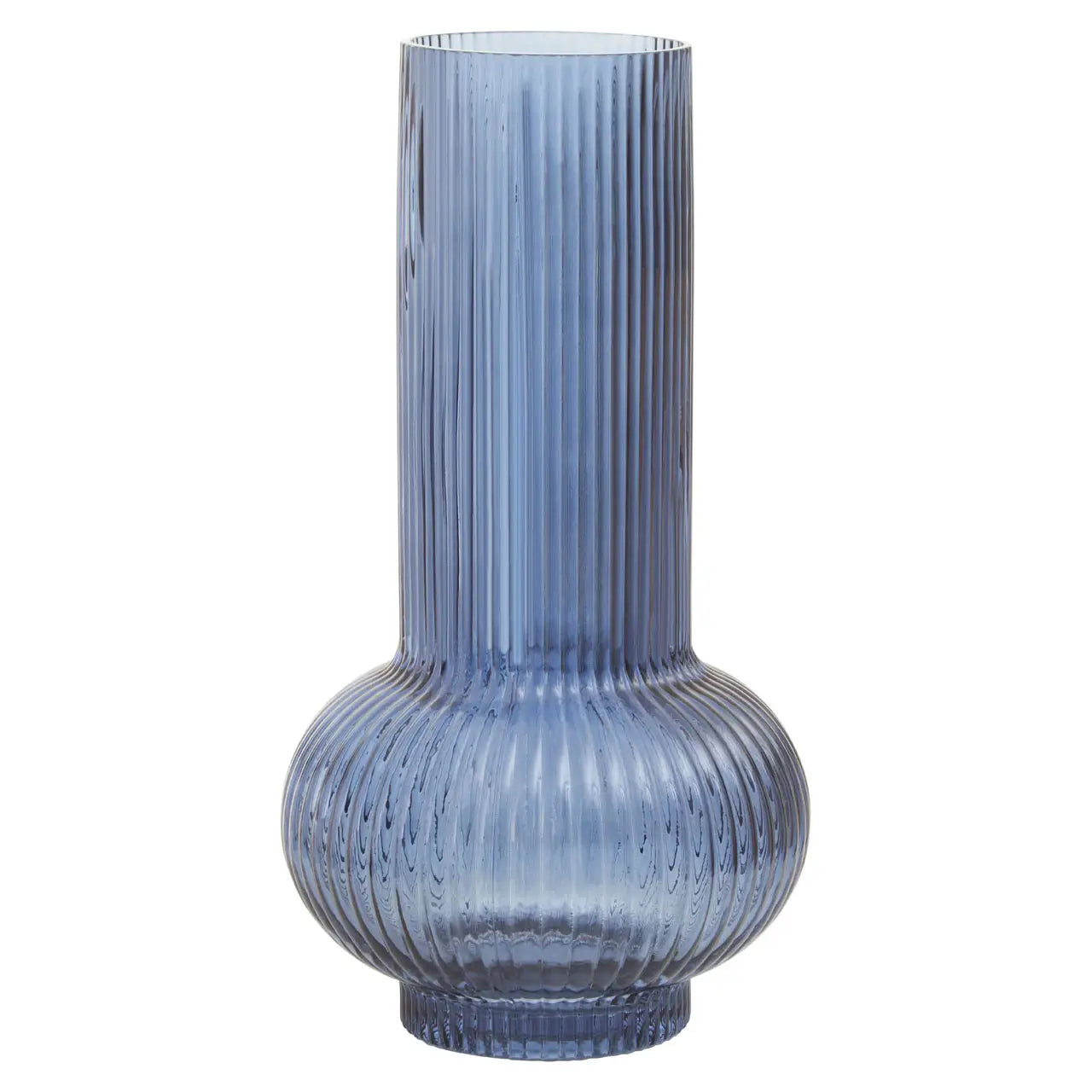 Blue Ribbed Vase