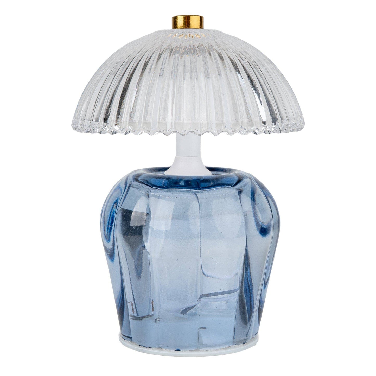 Vintage Ridged Glass LED Table Lamp - Blue