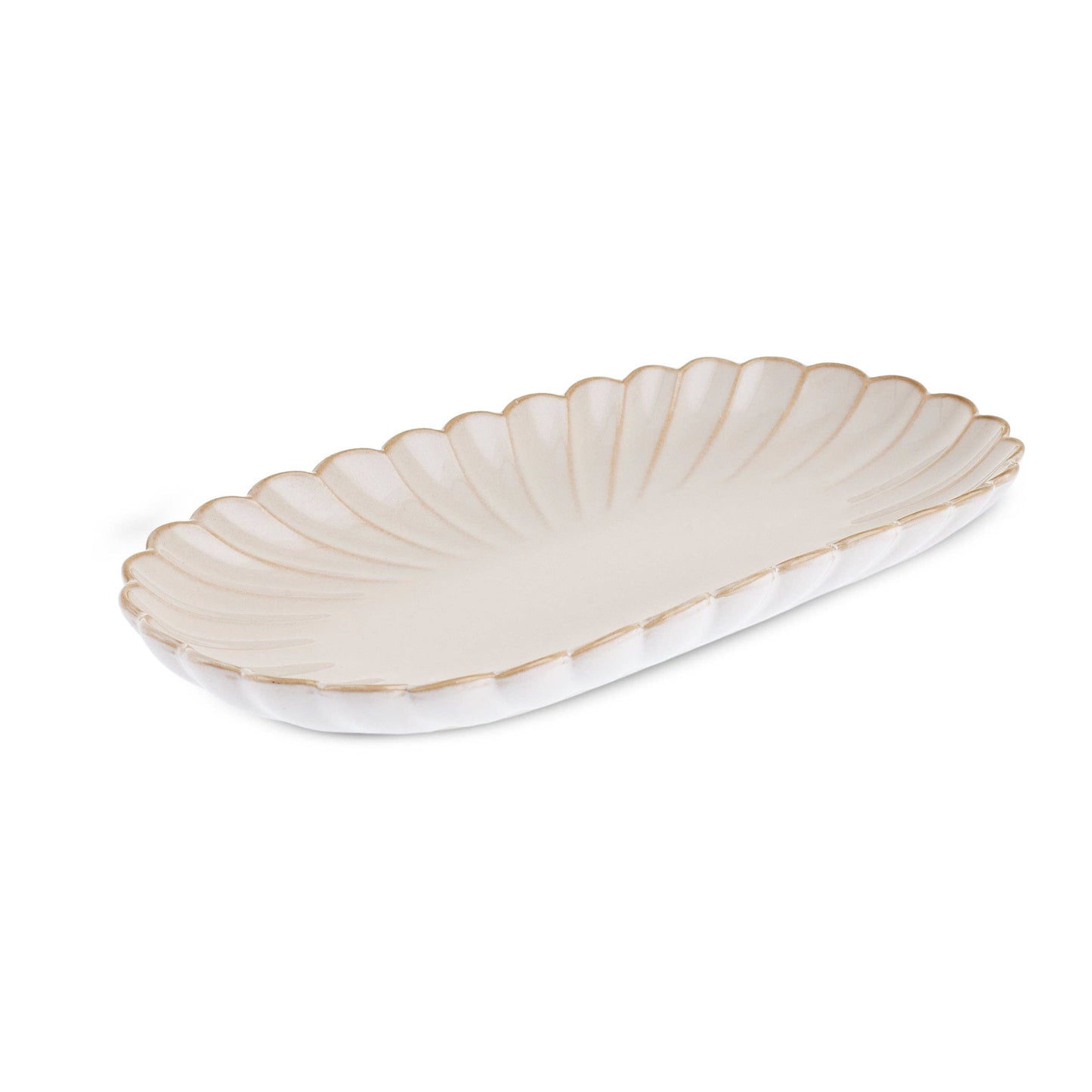 Scalloped White Serving Platter, Medium