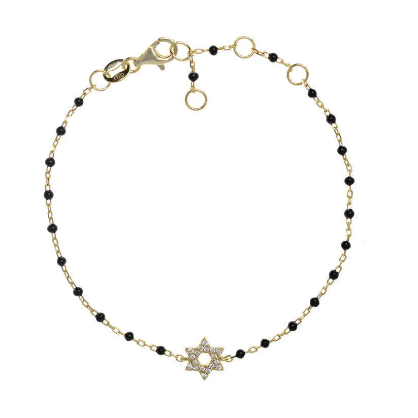 Black Beaded Star of David Bracelet