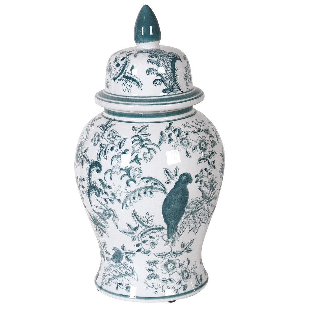 Green and White Ginger Jar