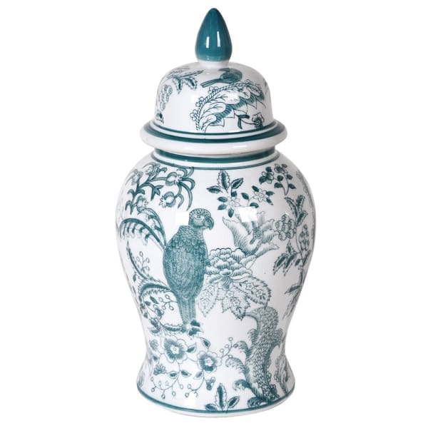 Green and White Ginger Jar