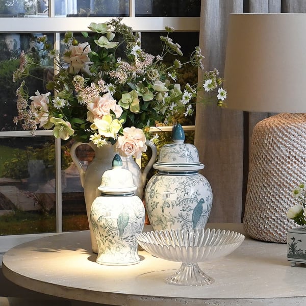 Green and White Ginger Jar