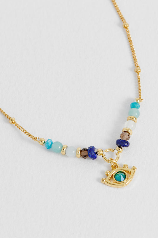 Estella Bartlett Evil Eye Blue Mix Beaded Necklace