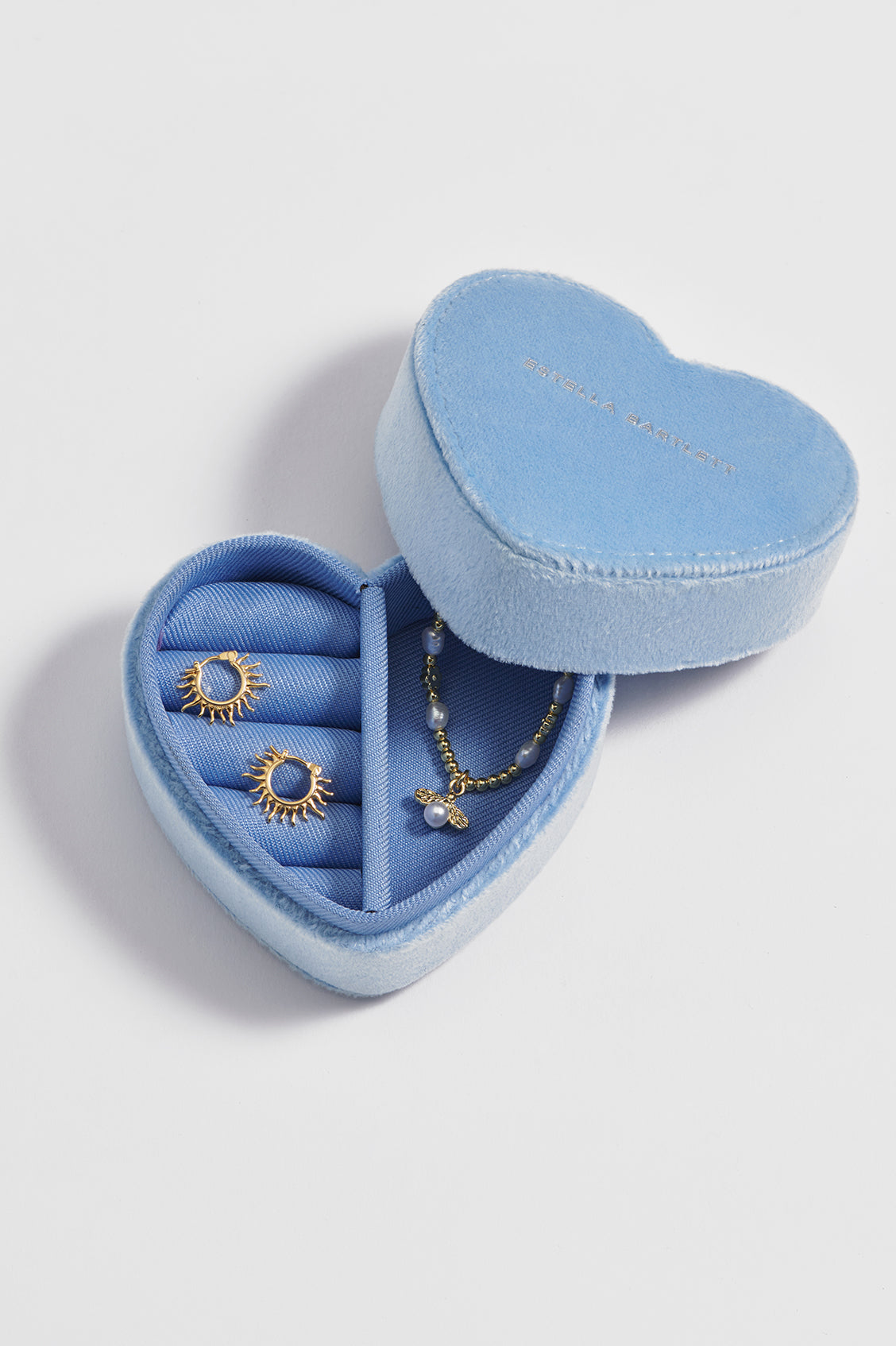 Mini Heart Shaped Jewellery Box - Blue Velvet