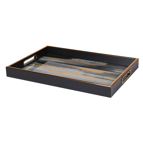 Abstract Black and Gold Tray
