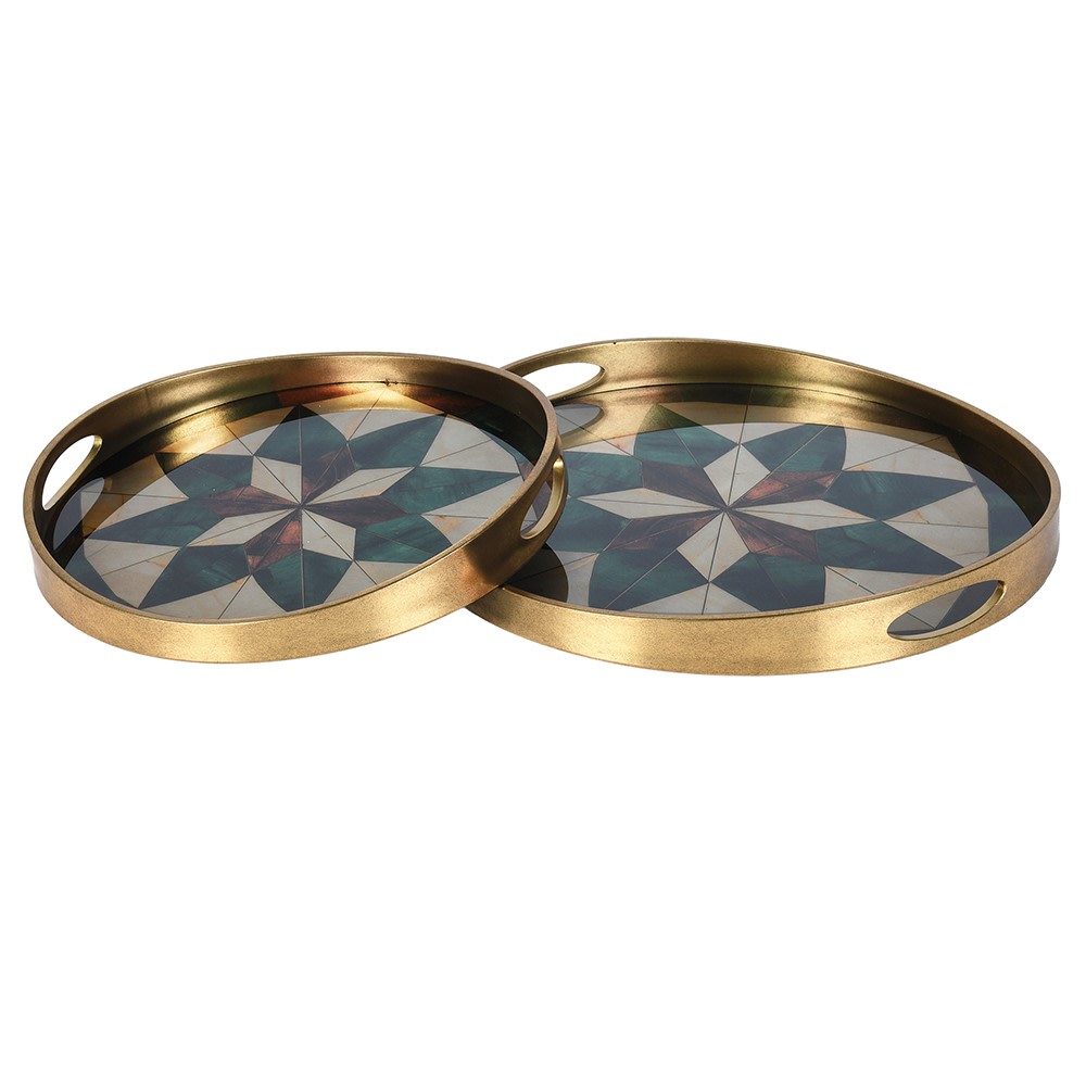 Green and Gold Mosaic Trays