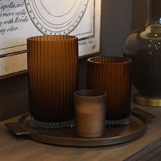 Amber Fluted Vase