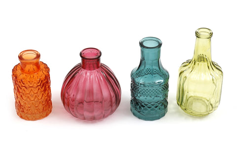 Coloured Bud Vases, Set of 4