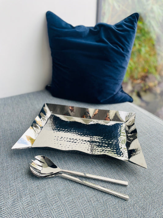 Silver Hammered Rectangle Tray