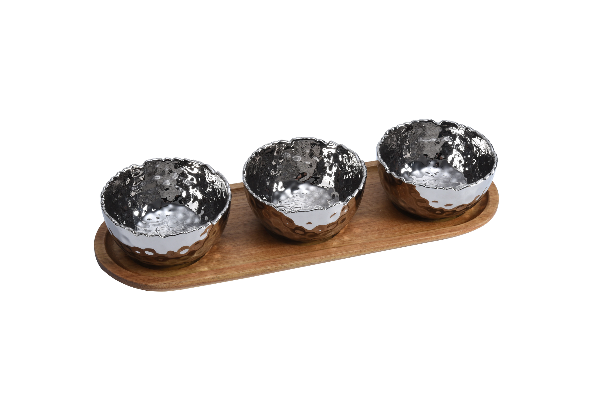 Silver and Wood Dip Set