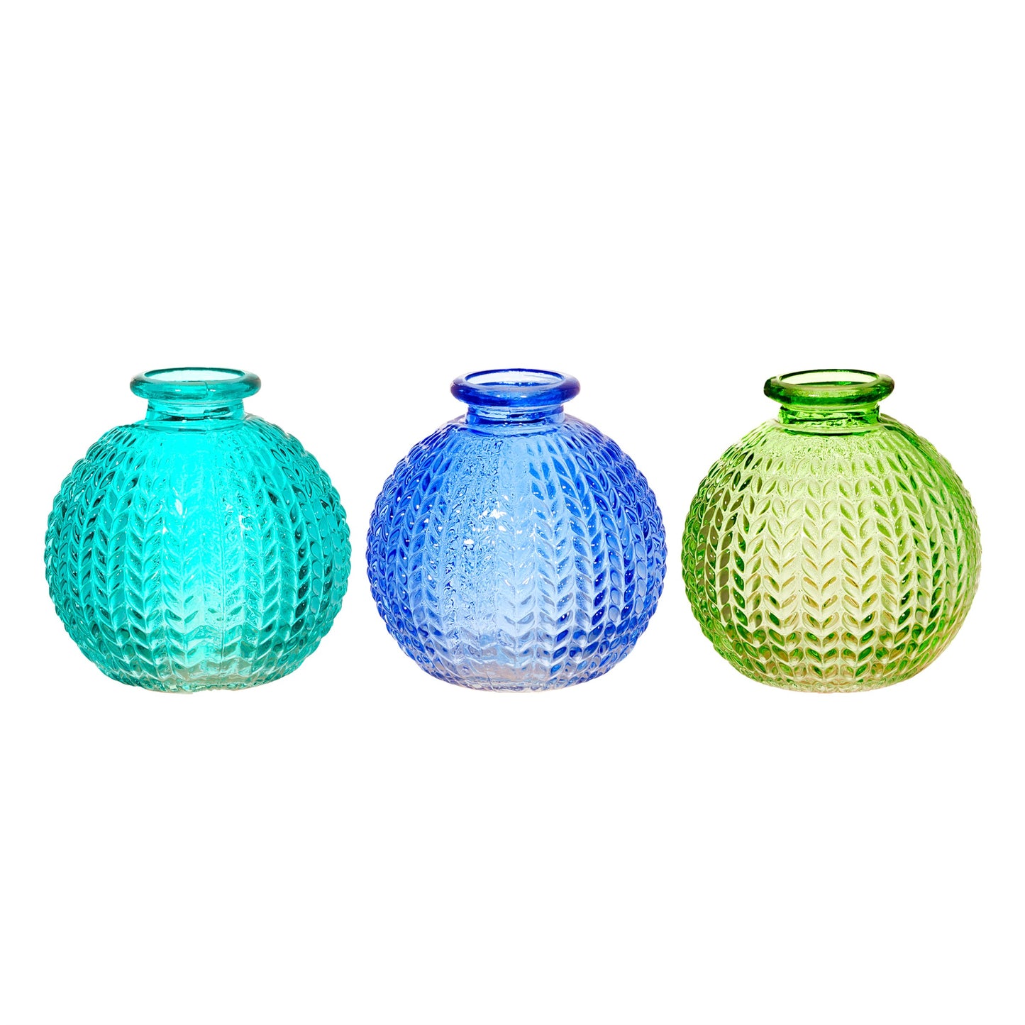 Textured Blue Set of 3 Bud Vases