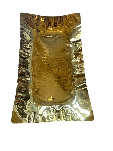 Gold Crinkled Rectangle Platter, Small