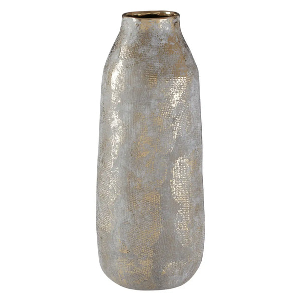 Distressed Gold and Grey Vase