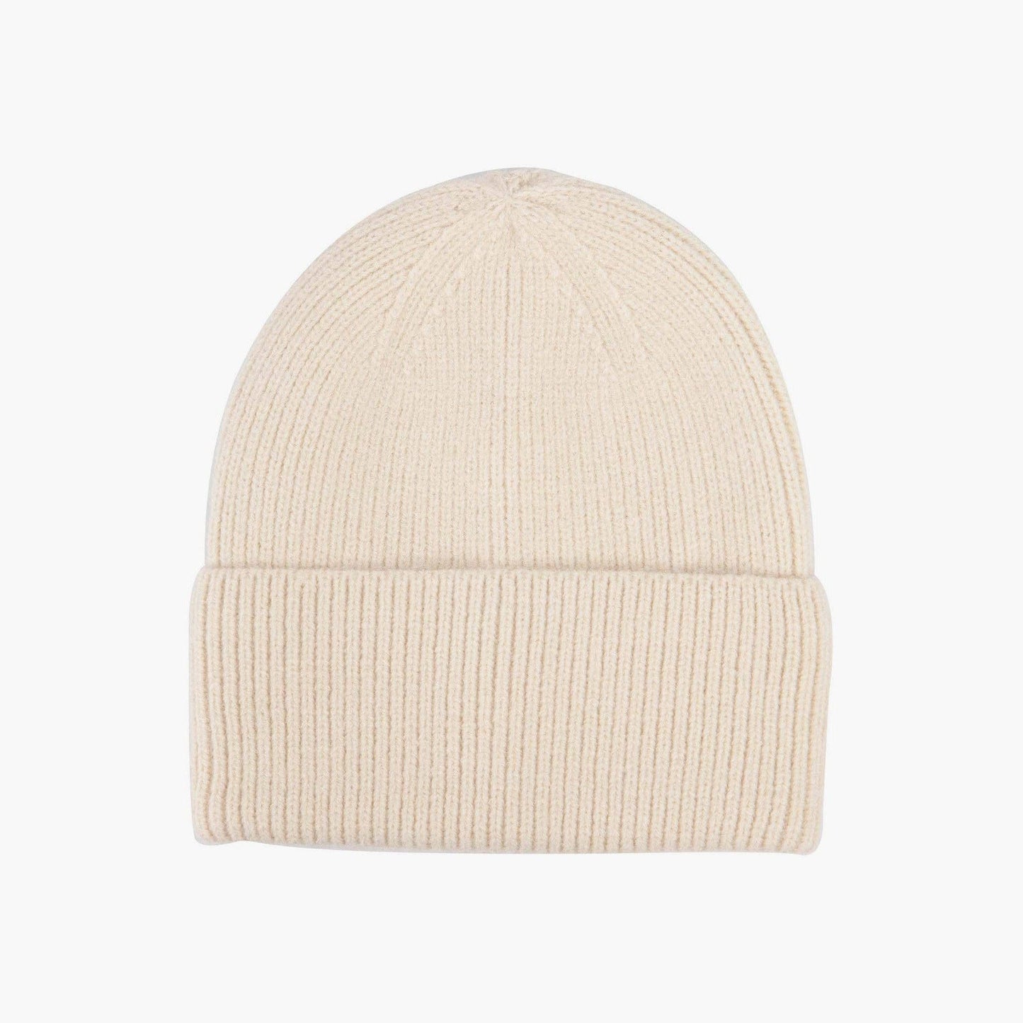 Cream Ribbed Beanie Hat