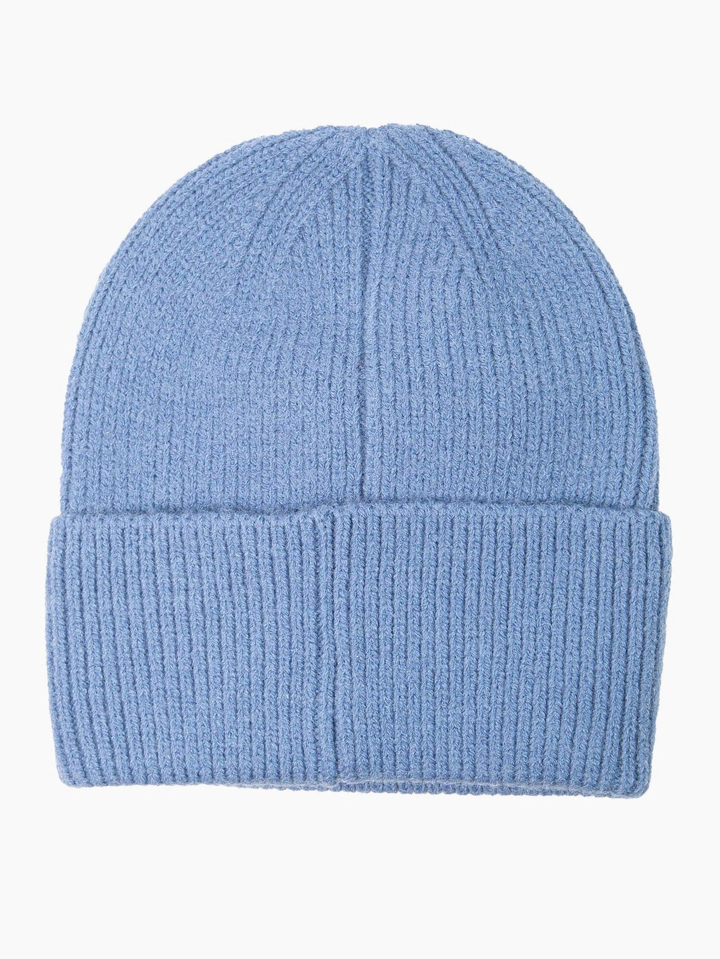Blue Ribbed Beanie Hat