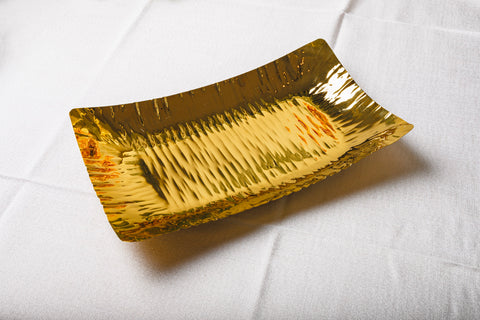 Gold Crinkled Rectangle Platter, Small