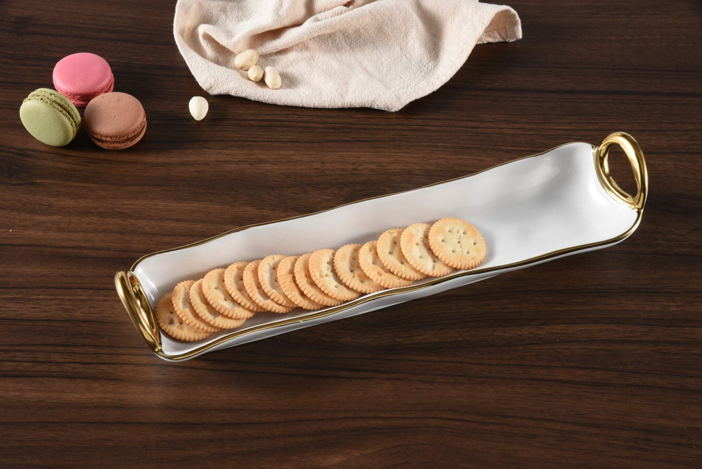 Gold Handles Cracker Tray