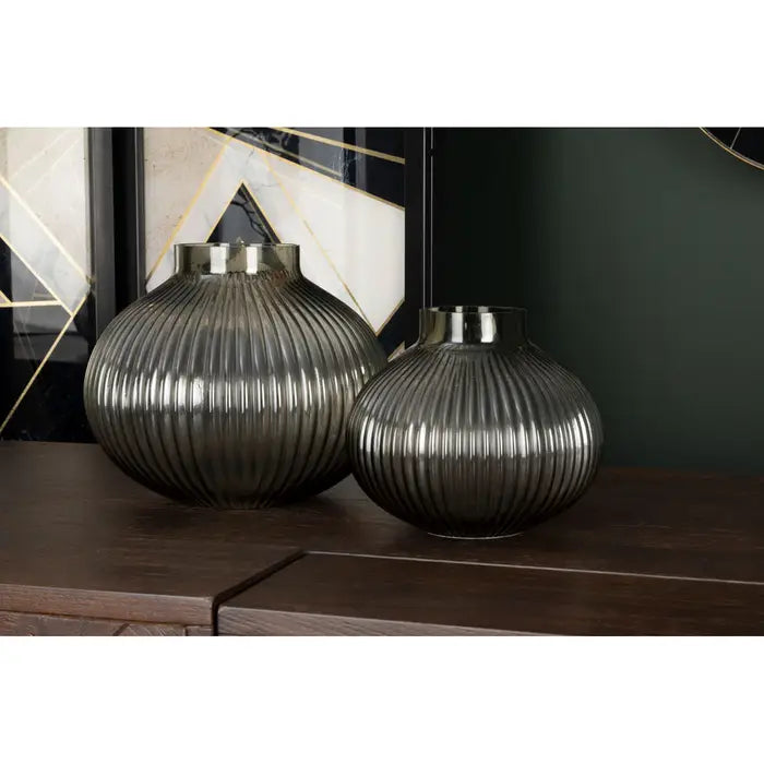 Ribbed Smoky Vase