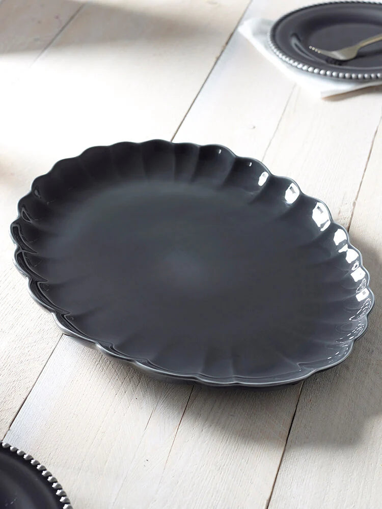 Scalloped Grey Serving Platter